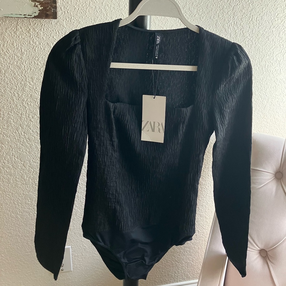 Zara Textured Fabric Bodysuit (Size Small) NWT - Picture 4 of 14